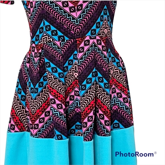 LULAROE Simply Comfortable Amelia Midi Skater Mixed Print Dress w Back Zipper XS - Picture 3 of 16